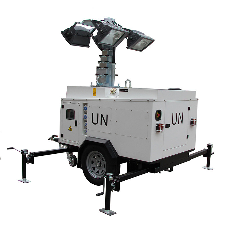 Trailer 10kva 10kw Portable Light Tower For Home Generator With Metal Halide 24V